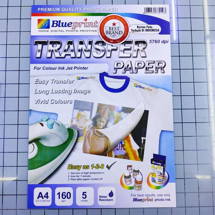 

T-Shirt Transfer Paper A4 5 lembar - Kertas Sablon Blueprint ( White )