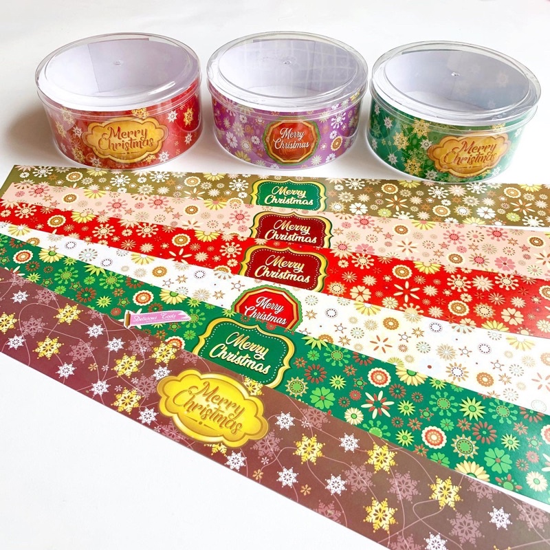 Pita toples Natal xmas christmas kue kering hiasan cake kemasan packaging