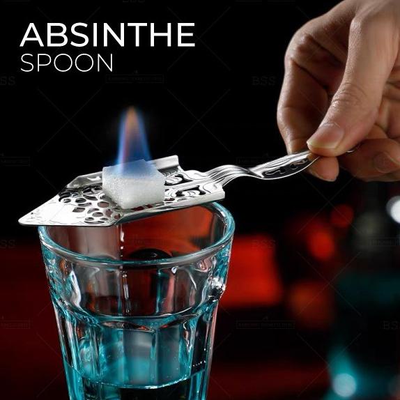 SUS 304 Stainless Steel Absinthe Spoon Coctail Bar Sendok Saringan Minuman Utensils Bitter Scoop