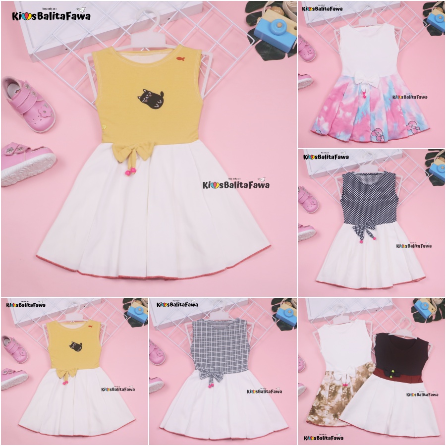 Dress Angel uk 1-4 Tahun / Dres Anak Perempuan Cewek Baju Motif Murah Casual Pesta Yukensi Adem