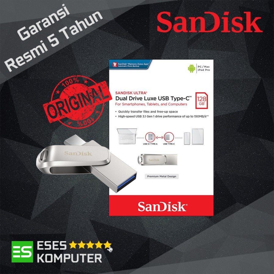 Flashdisk OTG SanDisk USB Type-C USB 3.1 Ultra Dual Drive Luxe
