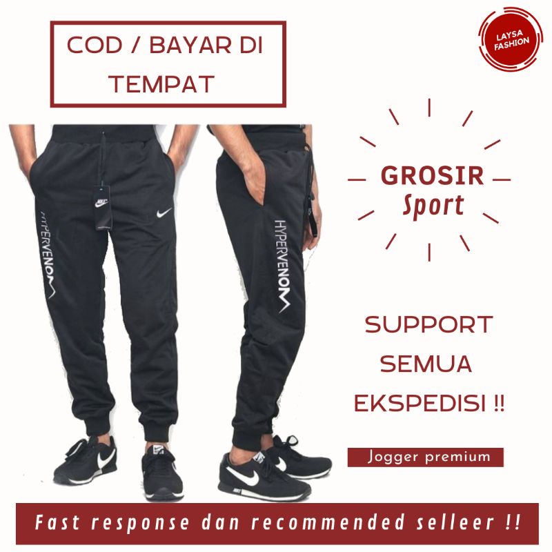 COD Grosir Joger Jogger Panjang Polos Hitam Training Panjang Polos Hitam Murah Bandung Celana Panjang Jogger Joger Training Sweatpants Dewasa Pria Wanita Polos Hitam Logo Hypervenom Murah Celana Panjang Polos Hitam Olahraga Running Gym Gowes Sepeda