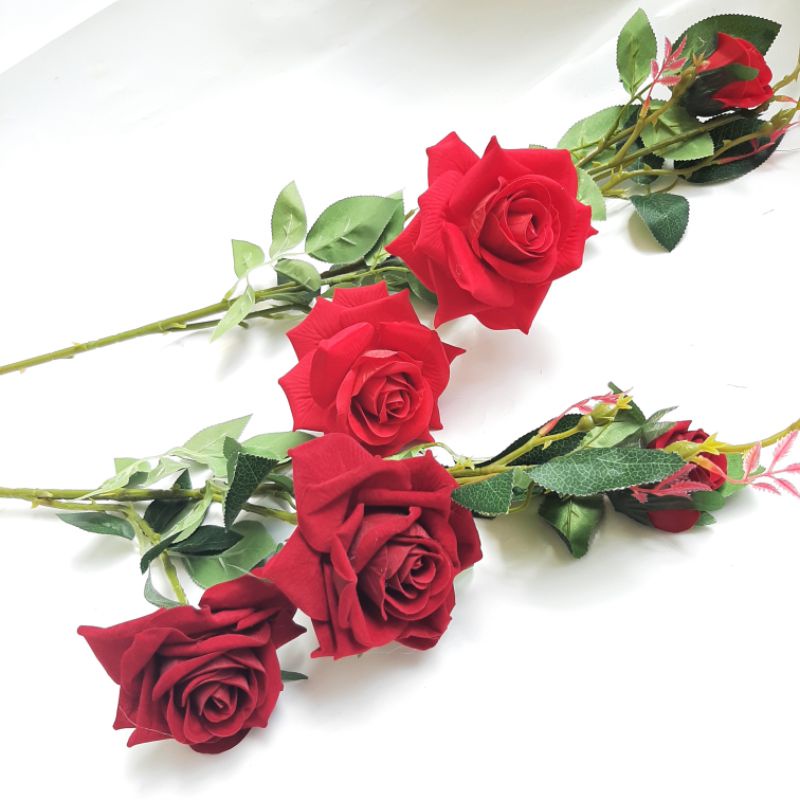 BUNGA MAWAR SUDUT 3 KUNTUM - BUNGA ARTIFICIAL - BUNGA HIAS (BMS25)-1