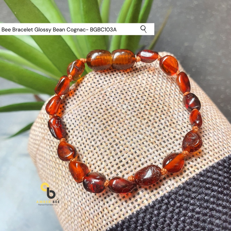 Gelang Amber Baltic Lithuania Balita &amp; Anak Glossy Cognac Bean BGBC103A By Amber Bee