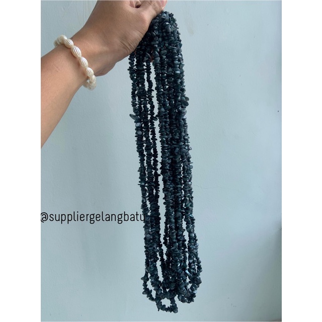 kerikil kerang DARK BLUE DONGKER 1cm bahan gelang kalung ekslusif 80cm