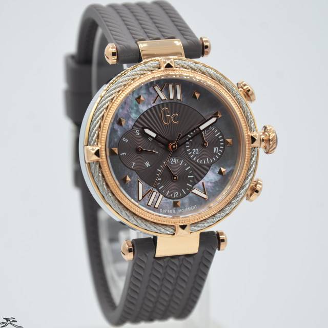 Jam Tangan Wanita Gc Y16006L5 Silver Rosegold Rubber Original Murah