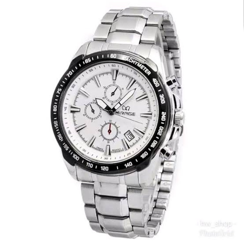 Jam Tangan Pria Mirage Original 8305M Silver White Dial