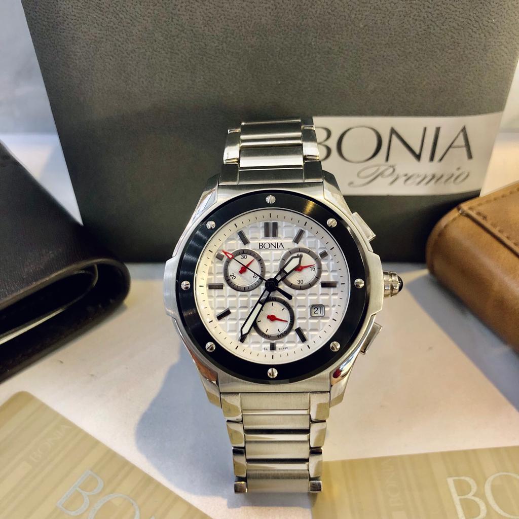 Limited Stock Jam Tangan Pria Original Brand BONIA B498-1312B Men Watch Bentuk Case Bulat Strap Rant