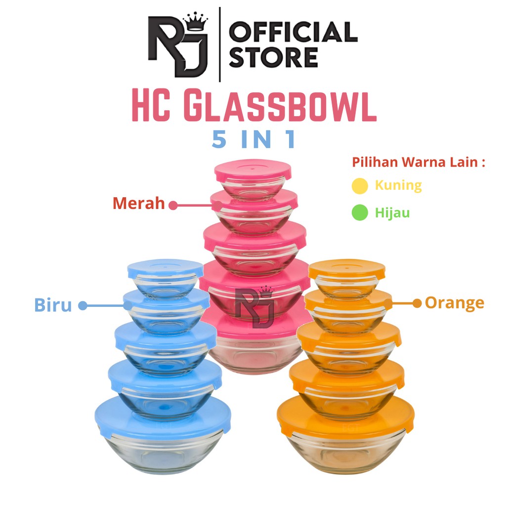HC GLASSWARE / GLASS BOWL SET / MANGKOK KACA SET ISI 5 / GLASS BOWL KACA