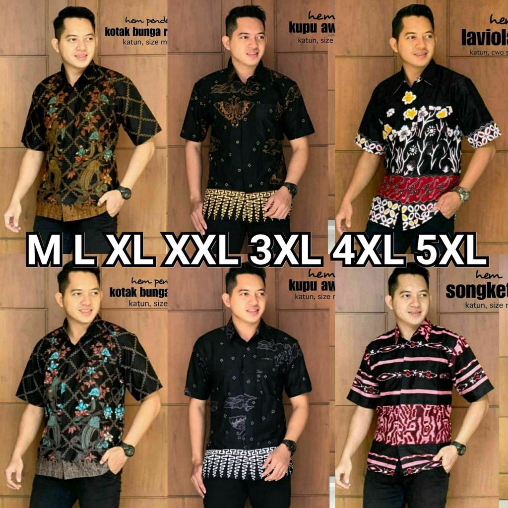 PROMO KEMEJA BATIK PRIA SONGKET SERAGAM KERJA KEMEJA PRIA M L XL XXL JUMBO TERBARU BAJU BATIK PRIA Hem batik lengan pendek murah SIZE M L XL XXL BSWART Batik HRB026 Kenongo Hem Pendek Padi Pekalongan M L XL Batik Pria MURAHL