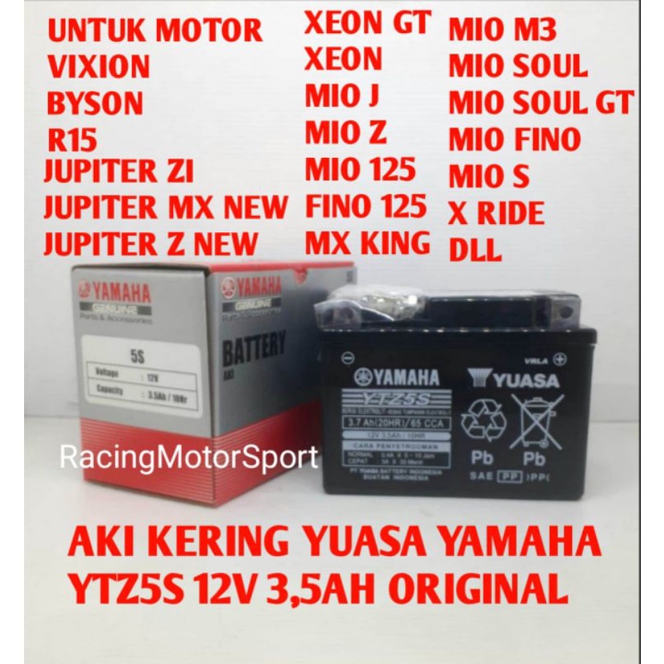 AKI MOTOR YUASA YAMAHA YTZ5S, VIXION, MIO J , MIO SOUL GT, XEON/GT, MIO M3