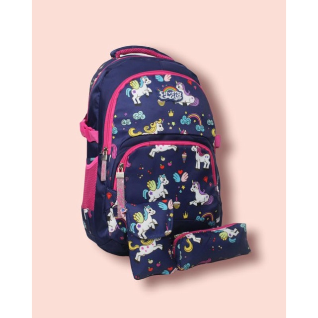 Tas ransel anak perempuan SD,SMP silver girl