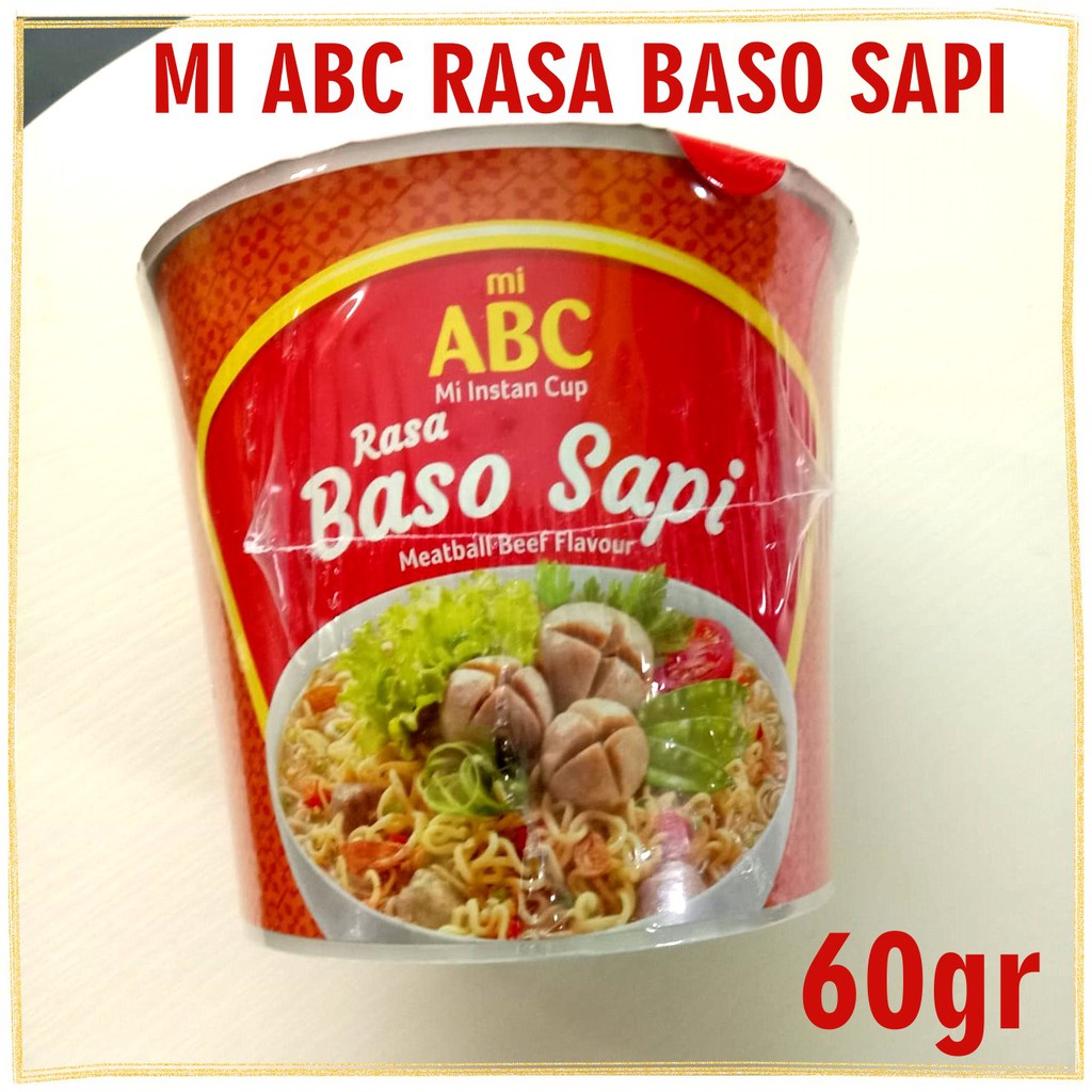 

Makanan mi ABC Mie Instan Cup Rasa Baso Sapi Meatball Beef Flavour / Bakso 60gr