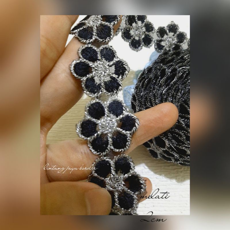 renda bordir roll aplikasi bunga melati kecil