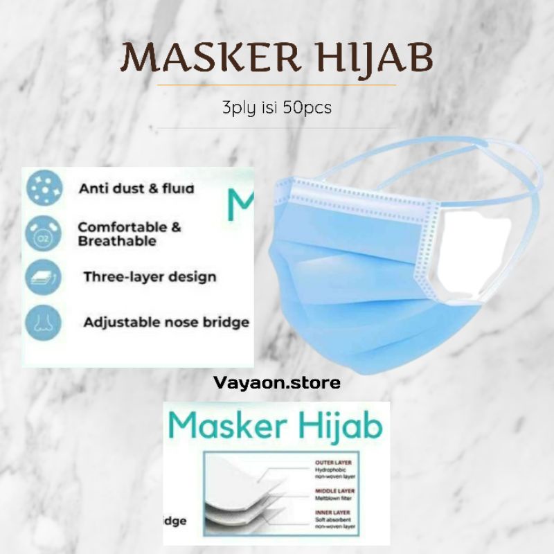 Masker 3ply Headloop 3 ply masker Hijab disposable mask