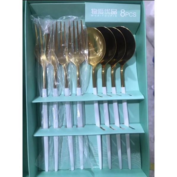 Tableware Gift Box Sendok Garpu Korea, isi 8pc / Hampers / Kado / Souvenir pernikahan