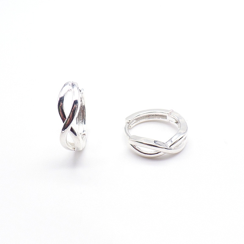 We Flower Anting Hoop Silver S925 14K Gold Bentuk Bulat Silang Twisted Gaya Minimalis Untuk Wanita
