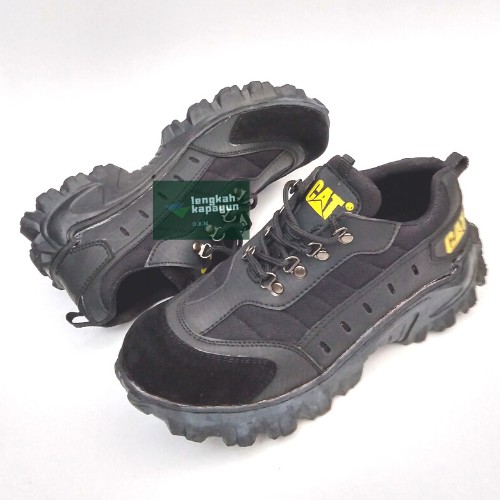 Sepatu Safty Kerja Lengkahkapayun Cat Hitam Tali Pendek Ujung Besi Ready Uk 39-44