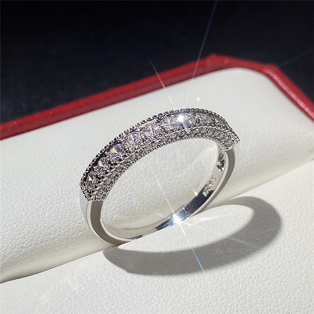 Hu Hu Hu Hu Hu Alat Bantu Pasang Kacamata♡ Cincin Kristal Cubic Zirconia Bulat Berkilau Untuk Hadiah Valentine Priawanita