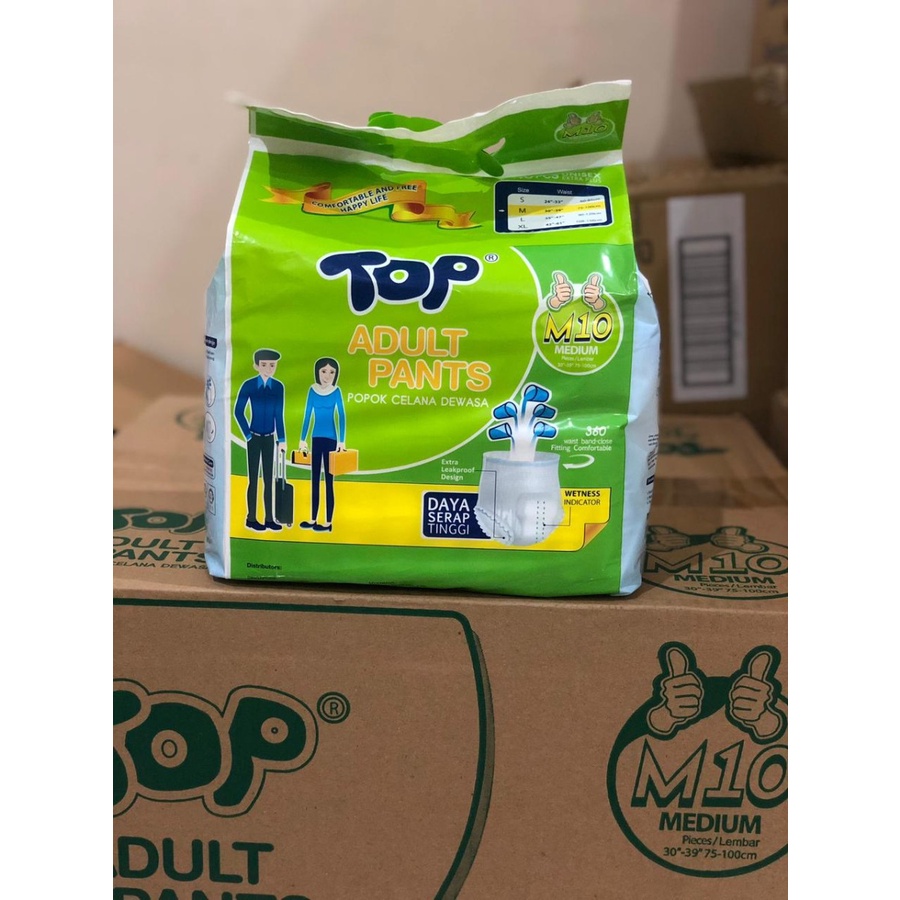 TOP Adult Diapers Pants Popok Celana Dewasa Size M10 / L10 / XL10 Pampes Orang Tua M 10 / L 10 / XL 10