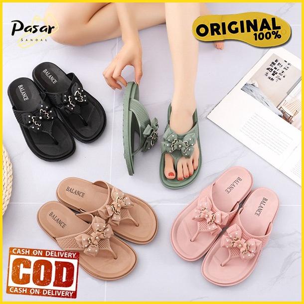 [Premium] Sandal Wanita Jepit Zara Sandal Jelly Motif Pita Gold 3D