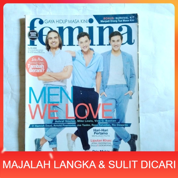 Majalah FEMINA No.19 Mei 2017 ASHRAF SINCLAIR MIKE LEWIS VINO Langka