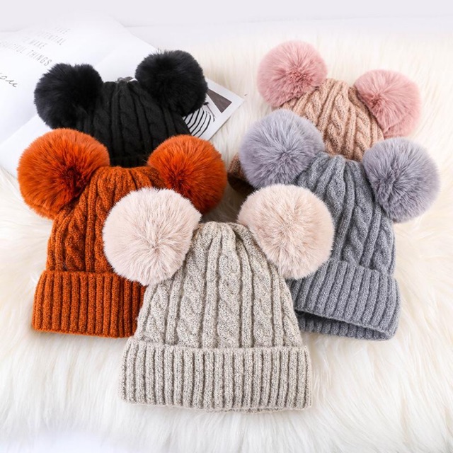 TWO POM POM BEANIE #1403