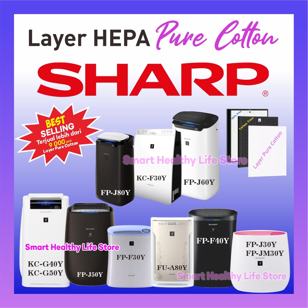 Hepa Filter Air Purifier SHARP FP-F30Y/FP-F30 / KC-F30/ FP-J30 / FZ-Y28FE / FP-GM30 Bonus Layer Pure Cotton