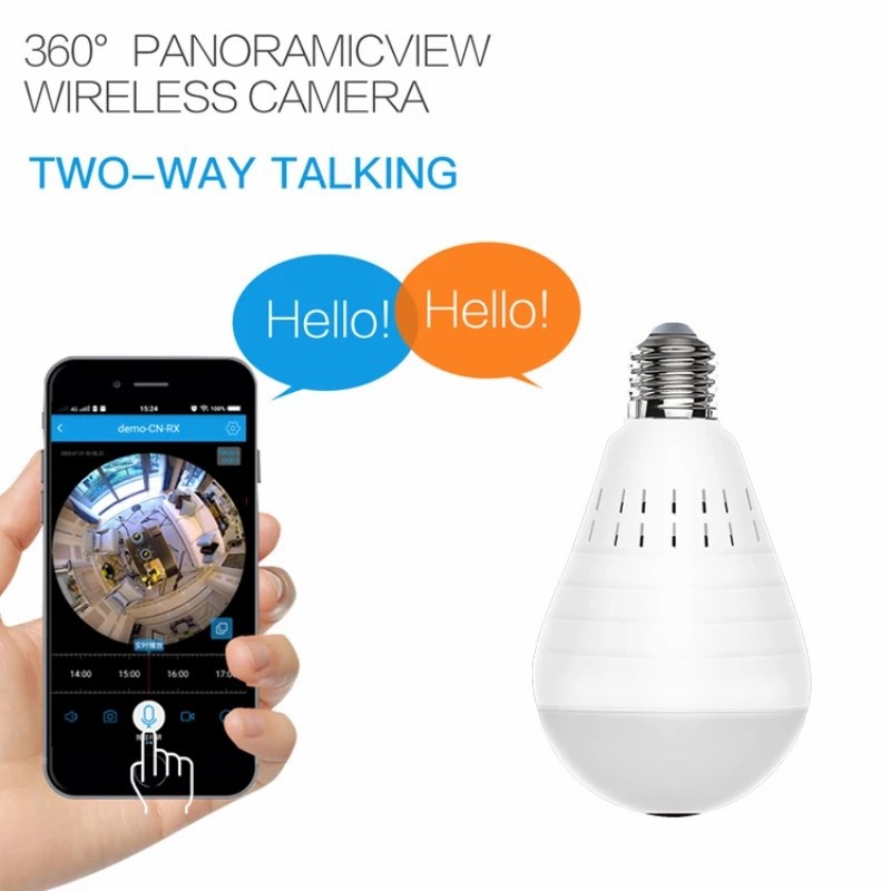 Kamera Panoramic Wifi Cctv Lamp - Kamera Spy Panoramic Lamp