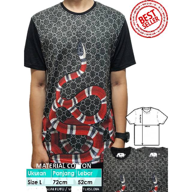 Kaos 3D Tshirt Size L Distro Cowok Baju Pria Print Thailand Best Seller Marcelo Burlon SNAKE