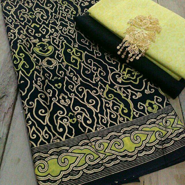 Batik setelan kain batik embos kuning motif HC05