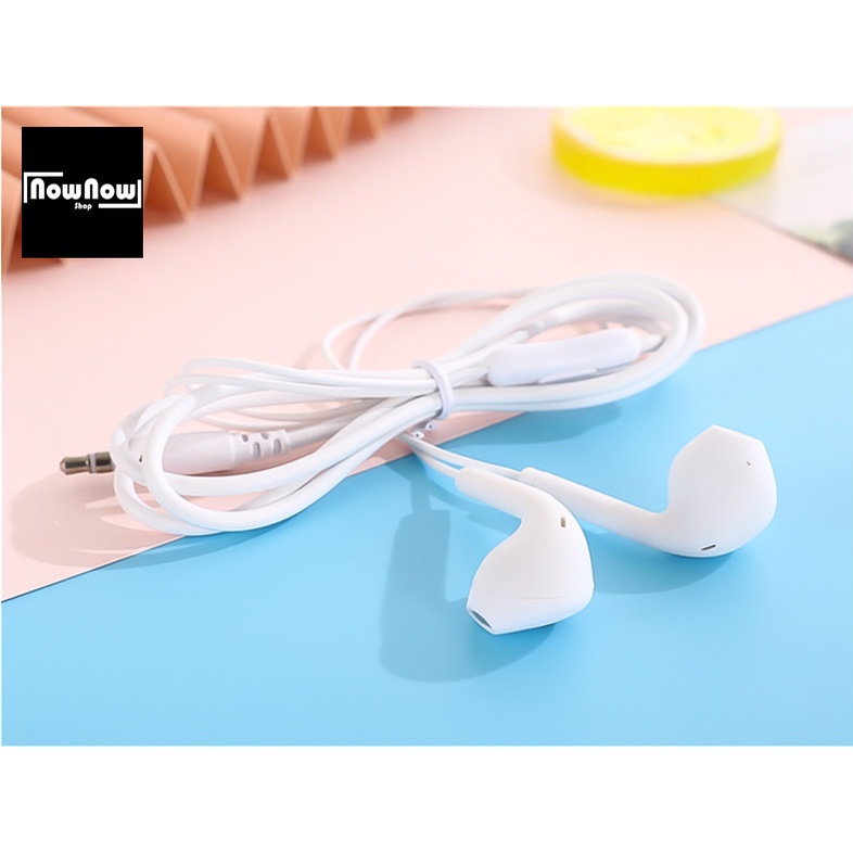 Headset Handsfree Macaron / Earphone Macaroon Matte Color Pastel Colorful Hifi Extra Bass Stereo In-Ear Headphones HP-Putih