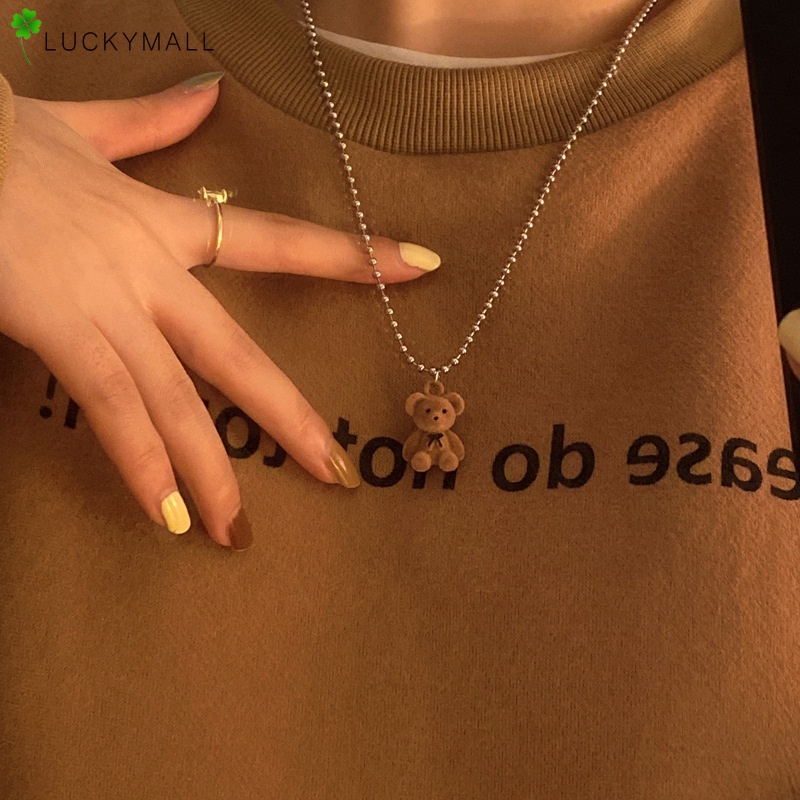 Kalung Rantai Choker Dengan Liontin Beruang Lucu Untuk Wanita