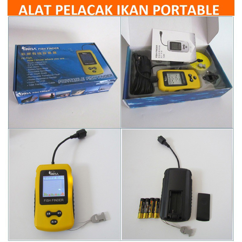 Alat Pelacak Ikan Portable Sonar Fish Finder Cable 4x4 Inch Display 100M - TL8 - Yellow