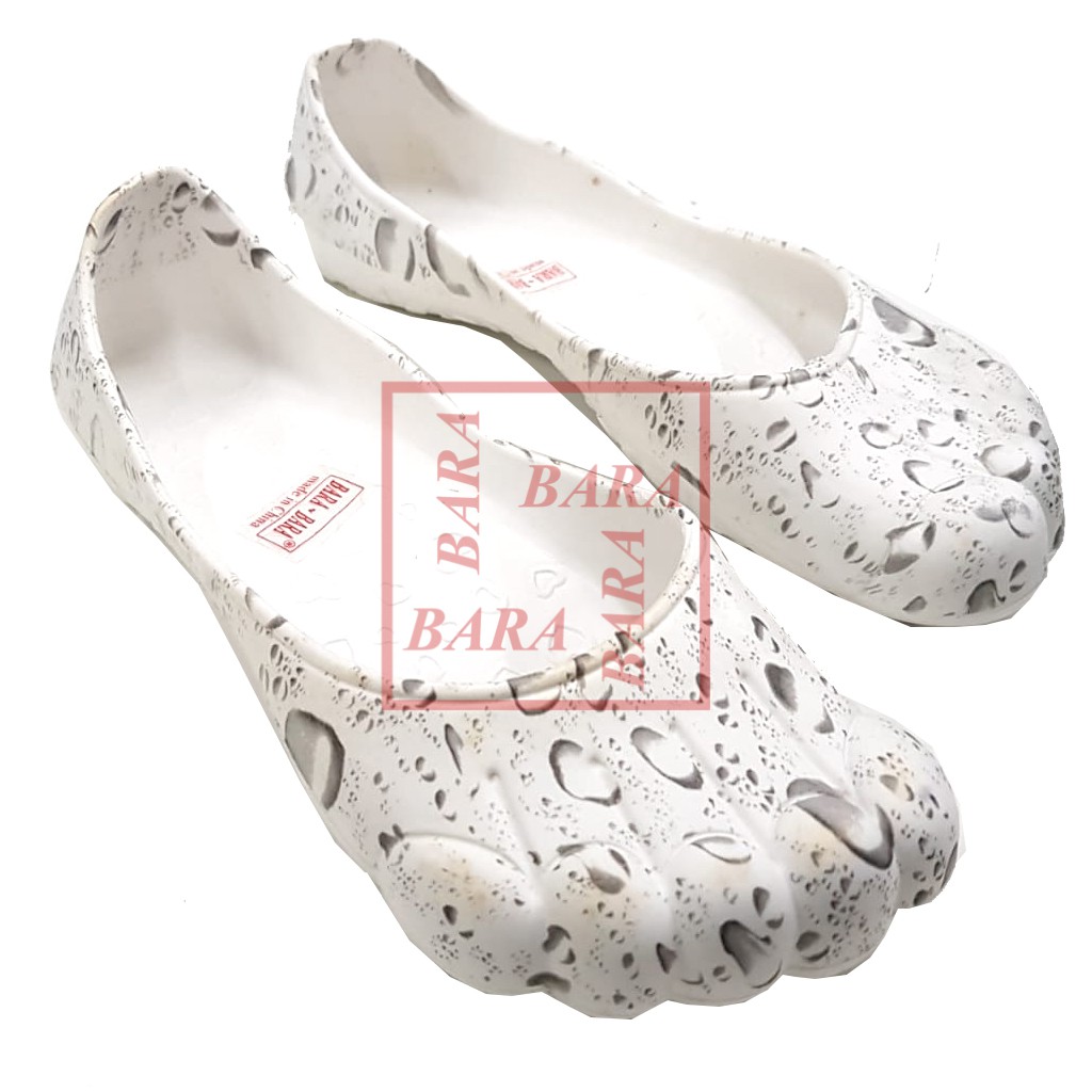 Bara~Bara Flashsale Sandal Karet Jelly Kaki Wanita Motif Percikan Air E005-3 (AG3)-PUTIH