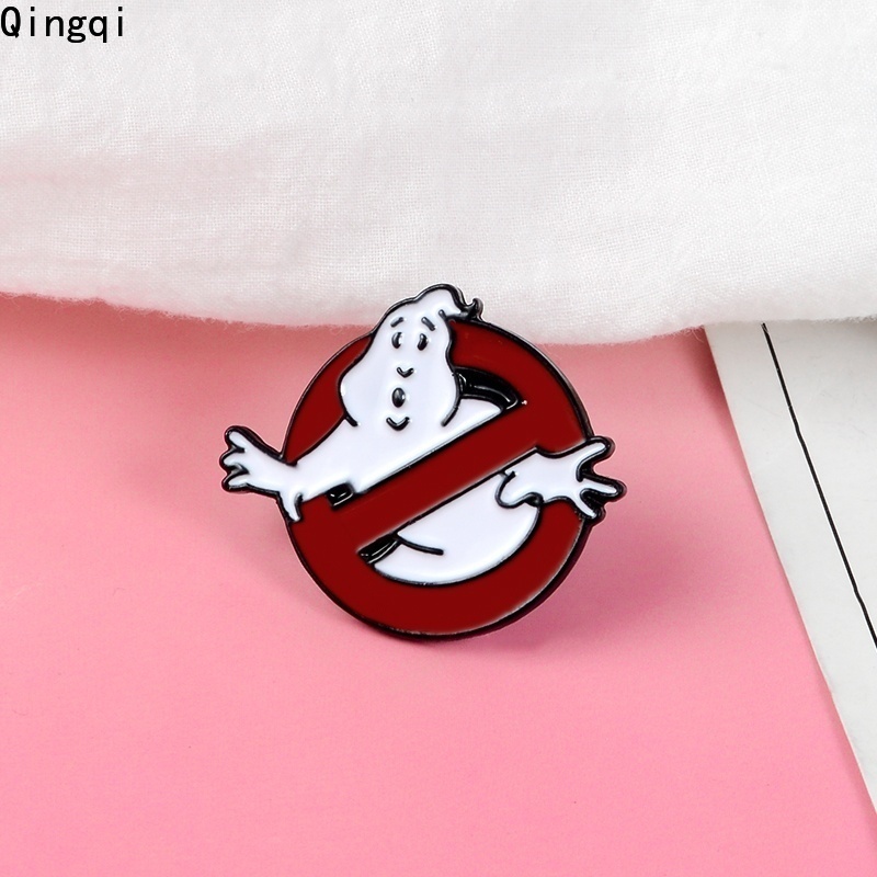 Bros Pin Desain Logo Kartun Ghostbusters No Ghost Movies Gaya Retro Untuk Topi Ransel Dan Rompi