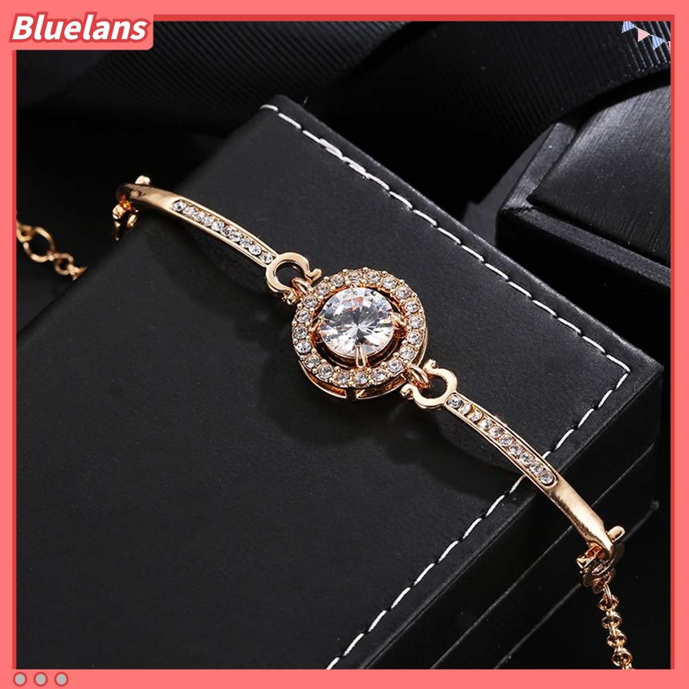 Gelang Bangle Cubic Zirconia Bentuk Bulat Adjustable Untuk Wanita