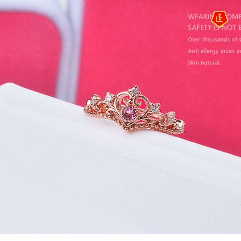 [Ready Stock]Women's Simple Heart-Shaped Diamond Crown Ring