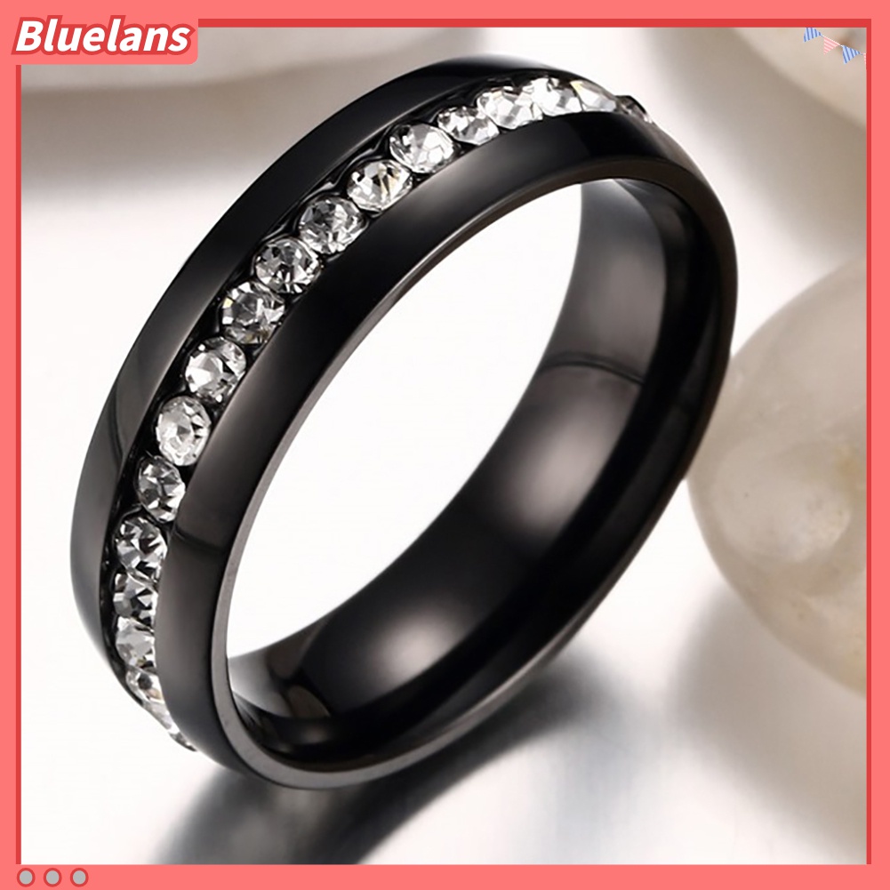 Cincin Berlian Imitasi Bahan Stainless Steel Untuk Pria Dan Wanita