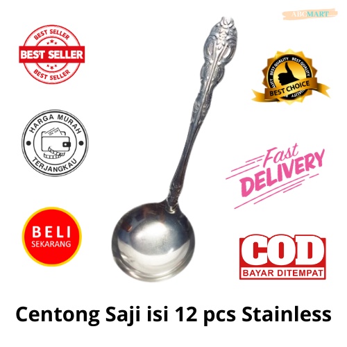 [BISA COD] PROMO Irus Wayang isi 12 pcs Stainless Tebal Motif Cantik Mewah Berkualitas Irus Sayur Sendok Sayur Centong Prasmanan Sendok Pesta Sendok Sup Sendok Kuah Murah Terjangkau