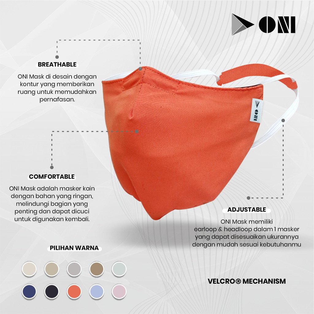 Oni Mask - Coral - Masker Hijab - Dapat Dicuci