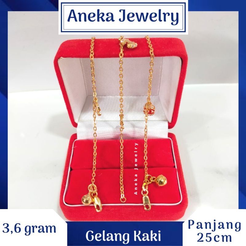 Gelang Kaki Holo Gantung Mata2, Perak 925, Lapis Emas Rosegold