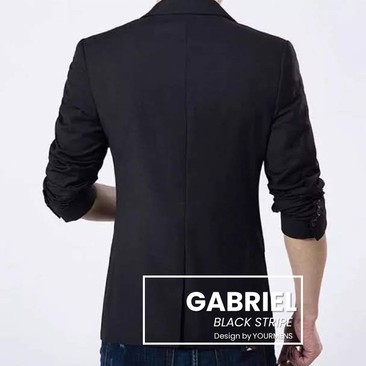 BLAZER SLIMFIT PRIA HITAM GABRIEL STRIPE BLACKLIST ORIGINAL NIKAYU HIGH TWIST