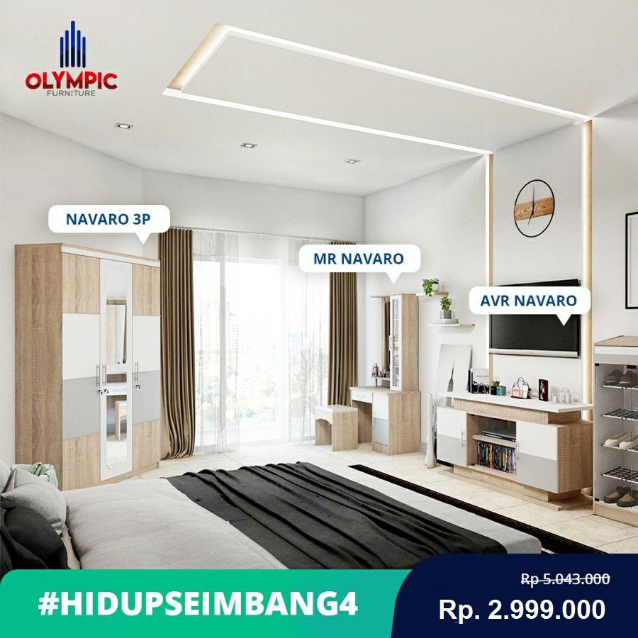 Pake Lemari Baju 3 Pintu  Navaro + Meja Rias + Rak TV - Navaro Series