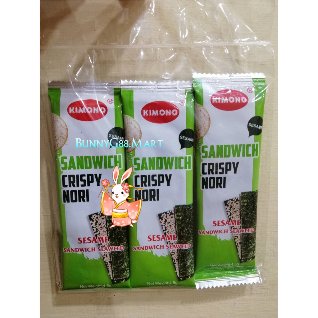 

KIMONO SANDWICH CRISPY NORI 3PCS/SESAME SANDWICH SEAWEED/RUMPUT LAUT WIJEN/SNACK CEMILAN ANAK