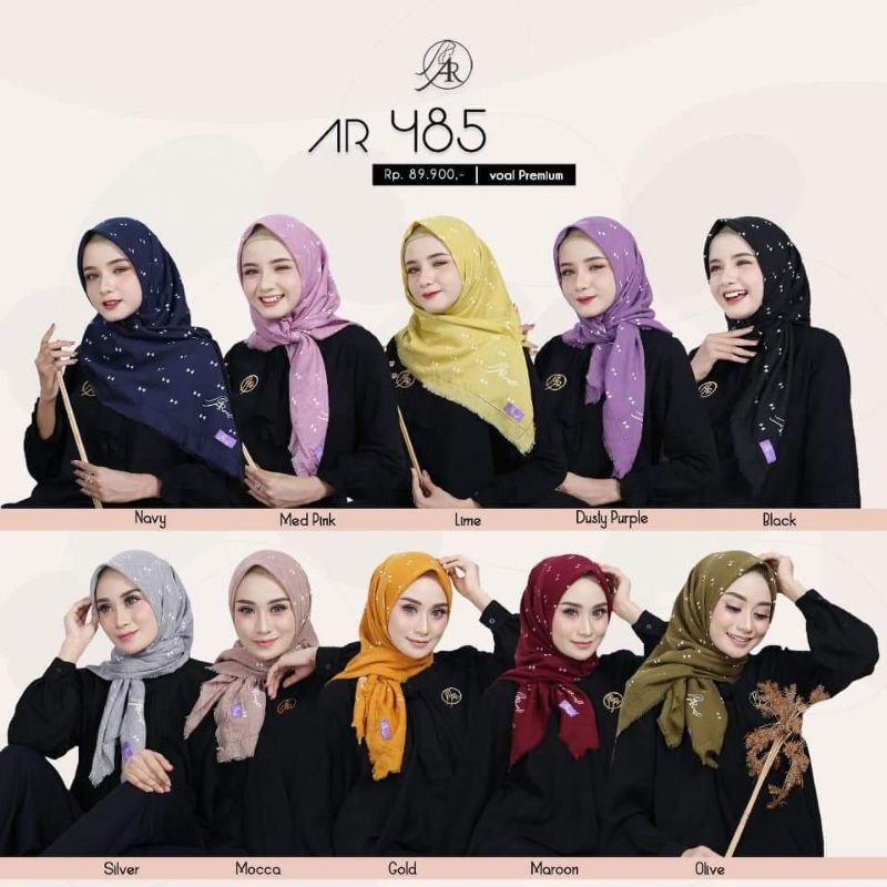 Hijab Jilbab Kerudung Bergo Segi Empat Terbest Terlaris New 2021 Arrafi Ori AR-485 Segi Empat