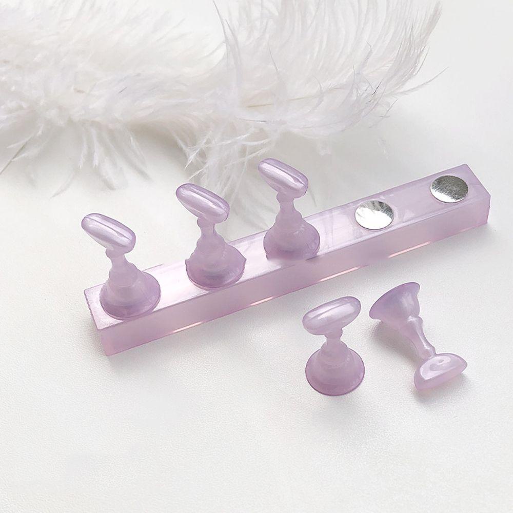 Rebuy Fake Nail Tip Holder 5Pcs Jelly Alat Pajangan Kuku Palsu Magnetic Tips Nail Art Training Manicure Tools Stand Latihan Nail Art