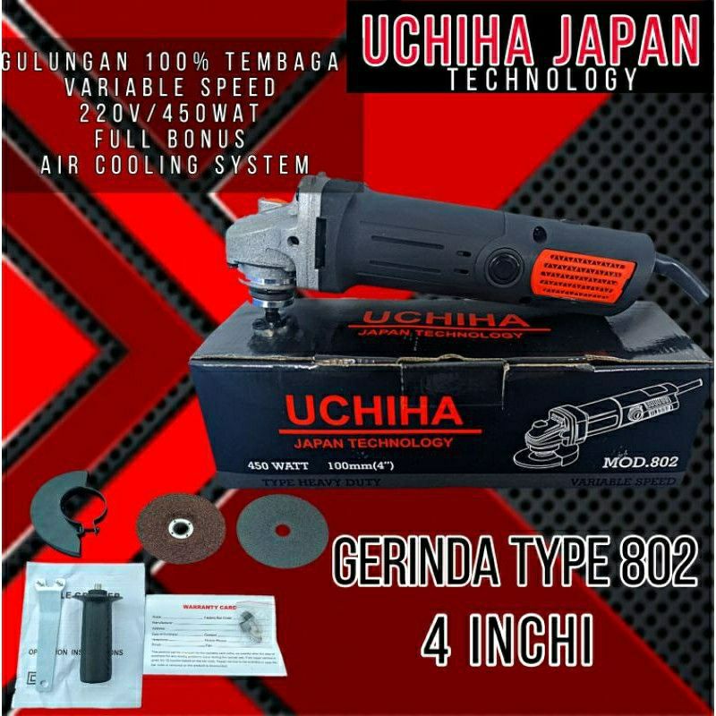 TERLARIS MESIN GERINDA UCHIHA TYPE 802 VARIABLE SPEED ANGLE GRINDER JAPAN IMPORT