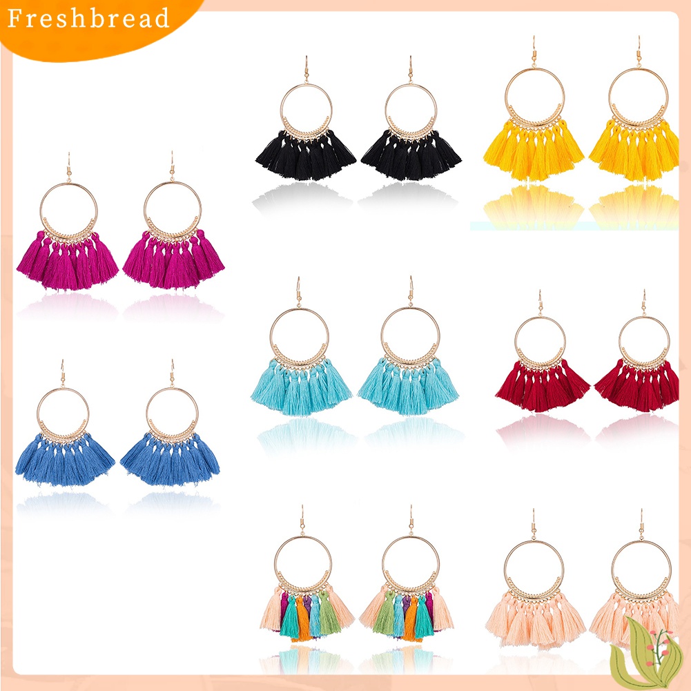 Fresh| Anting Kait Gantung Wanita Desain Rumbai Gaya Bohemian Untuk Pesta / Hadiah