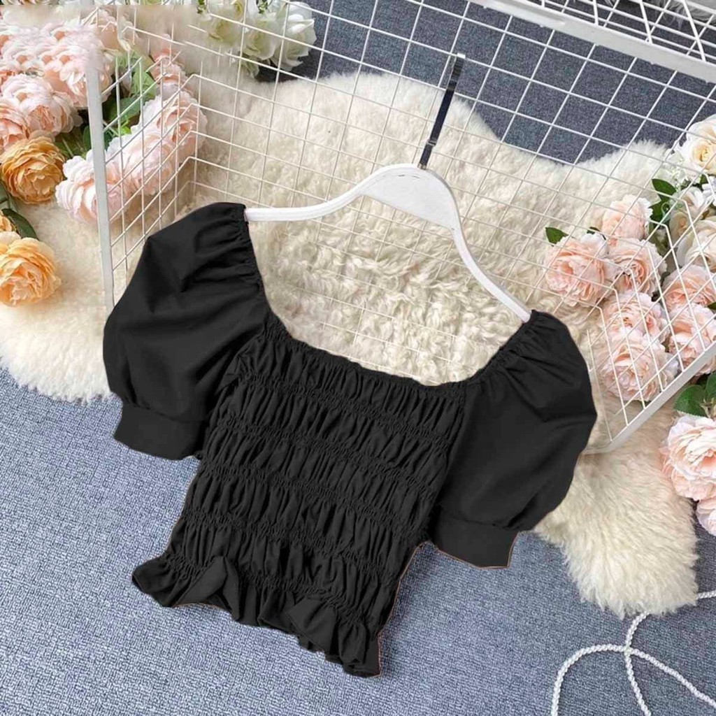 B04 CROP AURORA Bahan mosscrepe belakang sleting fit to XXL LD110cm P40cm